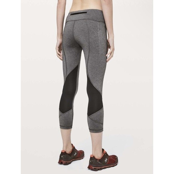 Lululemon Pace Rival Crop *22" Heathered Black / Black Size 6 - Picture 1 of 8